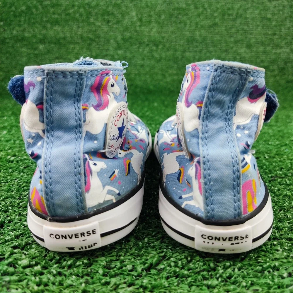 Converse Sneakers Kids 10 Blue Chuck Taylor All Star Unicorn High Top Hook Loop